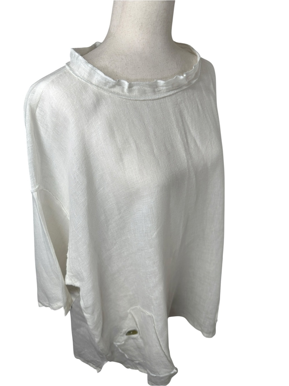 Match Point 100% Linen Lagenlook Pocket Tunic White Size Large